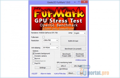 Программа FurMark для проведения стресс-теста